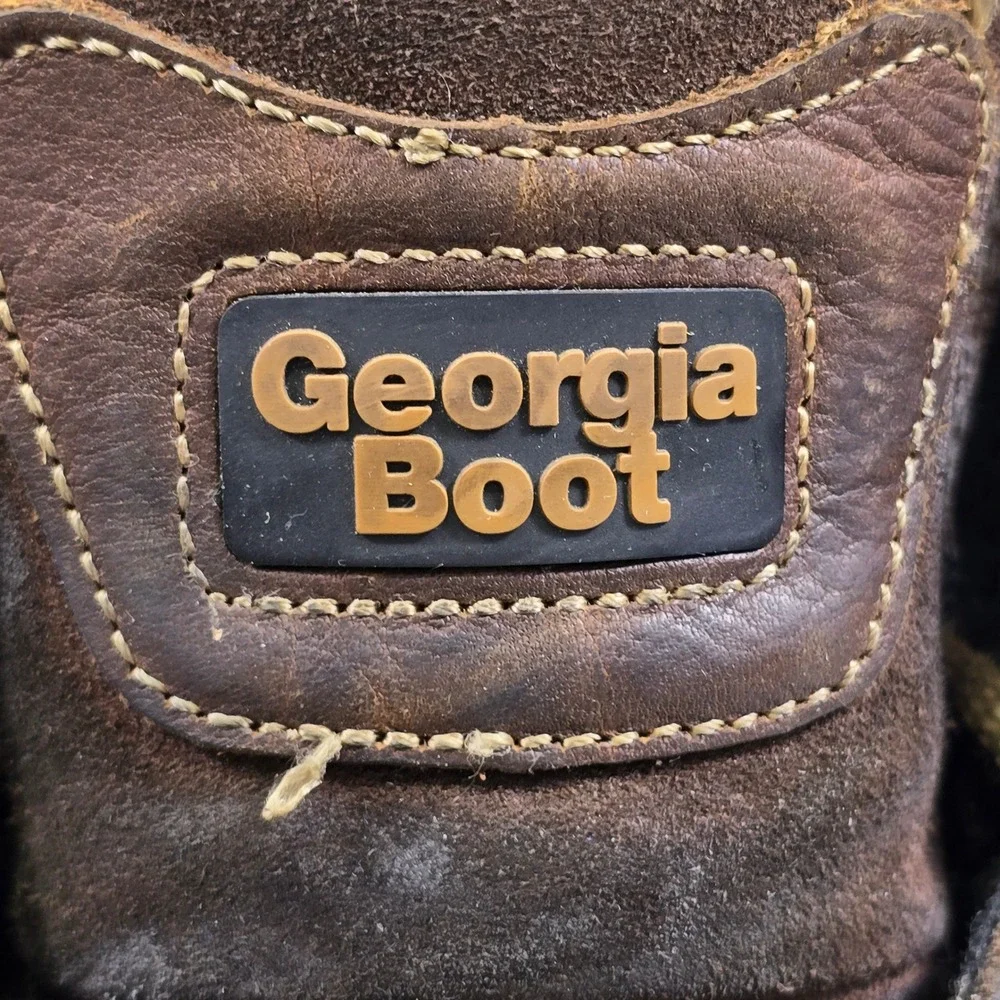 Georgia Steel Toe Work Boots Men's 13M Brown Leather Waterproof Wedge ST‎ WP